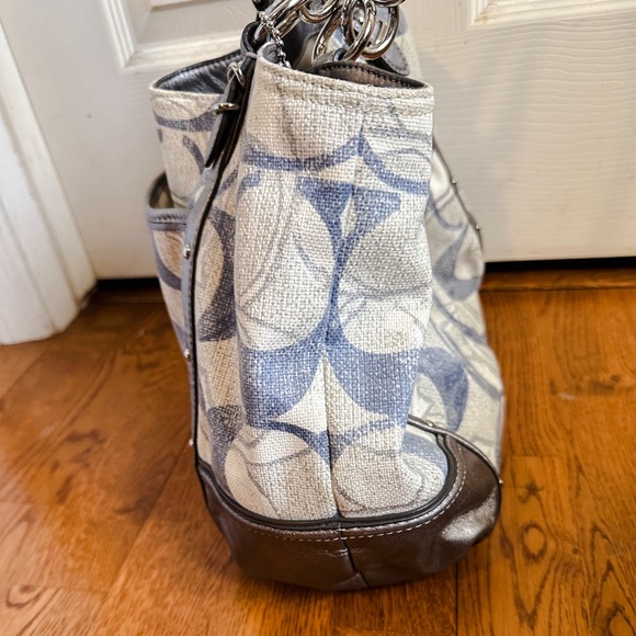 Coach Alexandra Signature Blue, White and Silver Chain Shoulder Bag - Picture 2 of 16